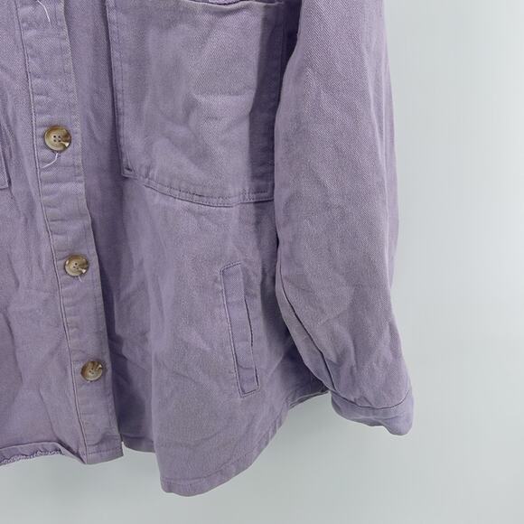 Sans Souci heavy weight mom long sleeve button down jean shirt jacket shacket M - Picture 4 of 6